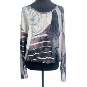 Petit Pois by Viviana G Size XS  Top Blouse Long Sleeve Abstract Art Boho